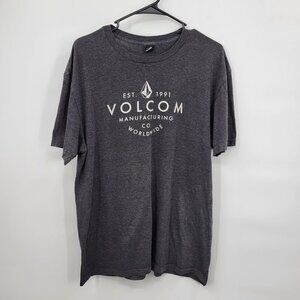 Volcom Graphic Worldwide Tee Slim Short Sleeve Cotton Casual Large Mens Black